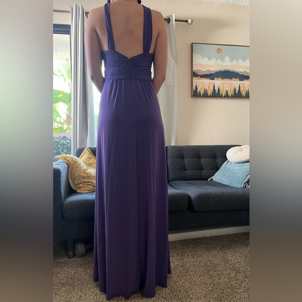 Amsale Jersey Halter A line Floor length Dress Gown Sz 6 & 8 - Picture 4 of 5